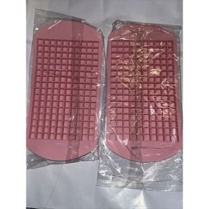 Set Of 2 Pink Silicon Mini Ice Cube Tray Grids (M2) Easy Release
